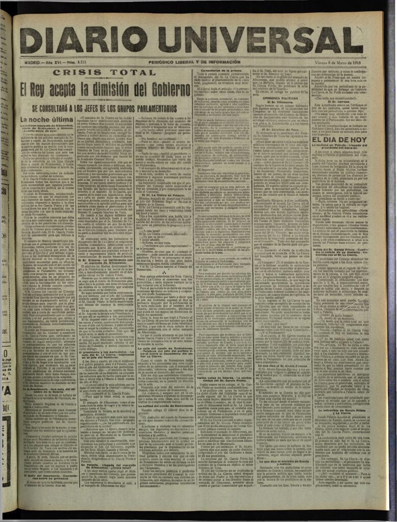 Miniatura de Diario Universal del 8 de marzo de 1918