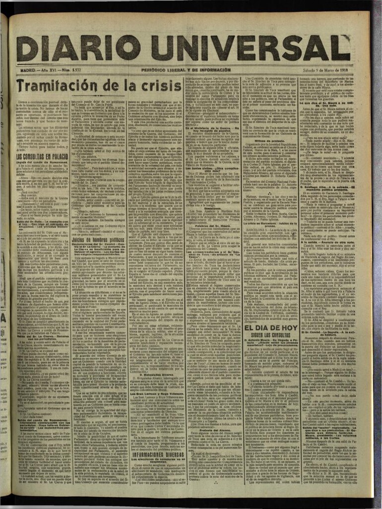 Miniatura de Diario Universal del 9 de marzo de 1918
