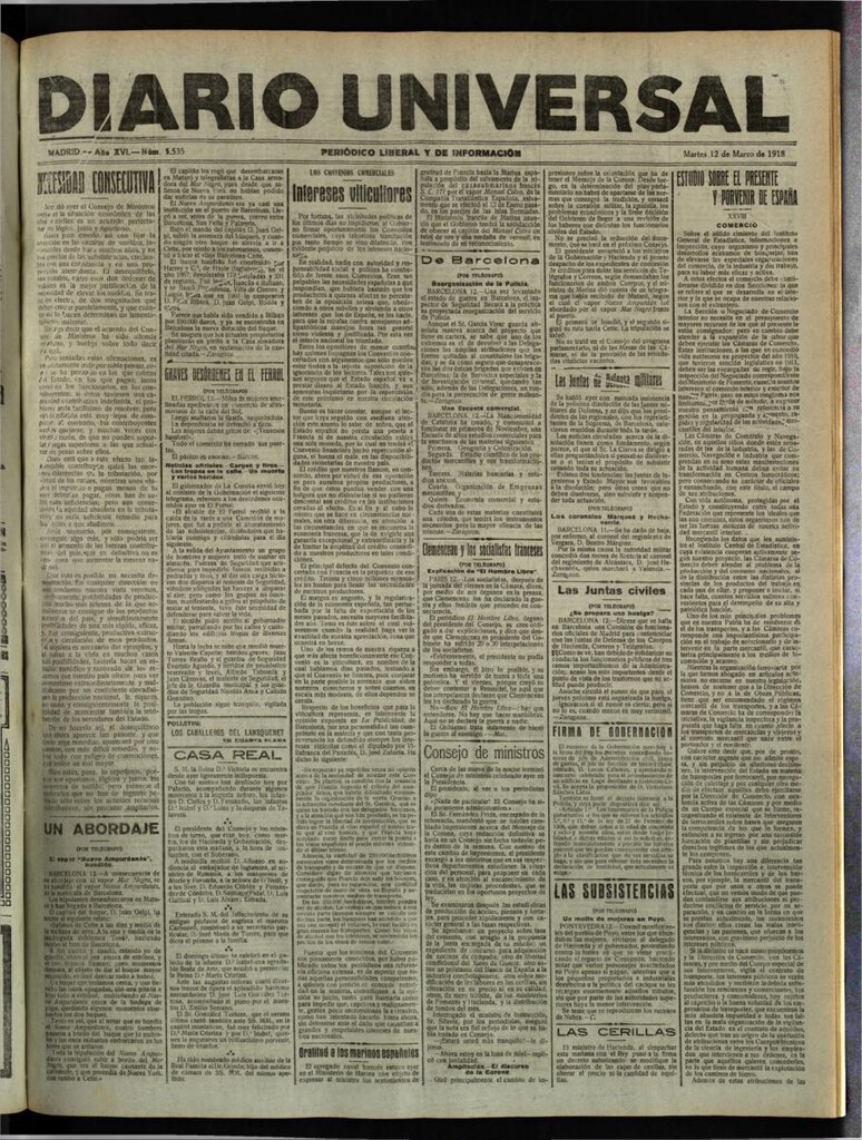 Miniatura de Diario Universal del 12 de marzo de 1918