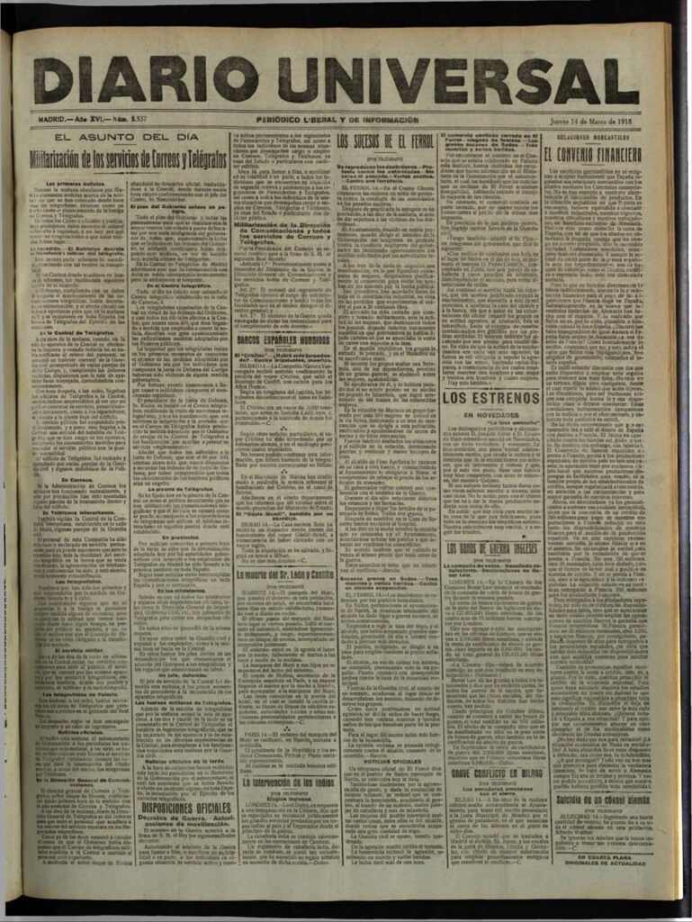 Miniatura de Diario Universal del 14 de marzo de 1918