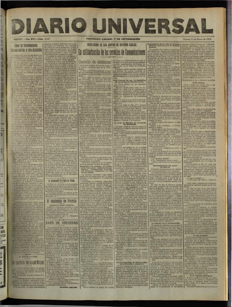 Miniatura de Diario Universal del 15 de marzo de 1918