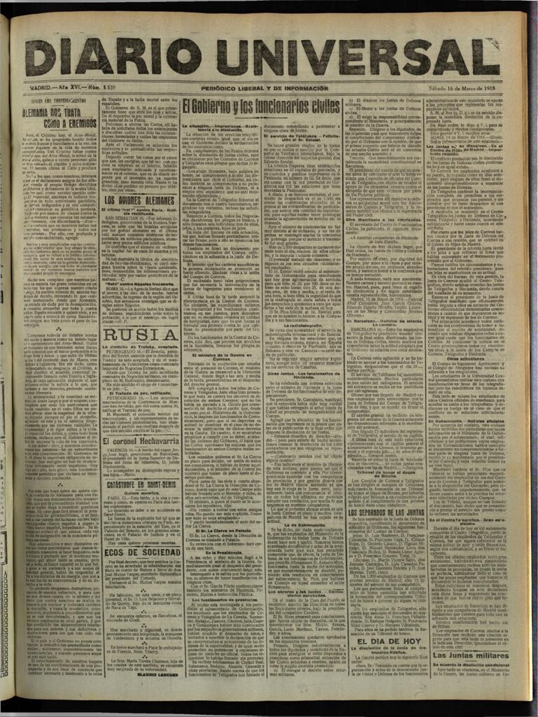 Miniatura de Diario Universal del 16 de marzo de 1918