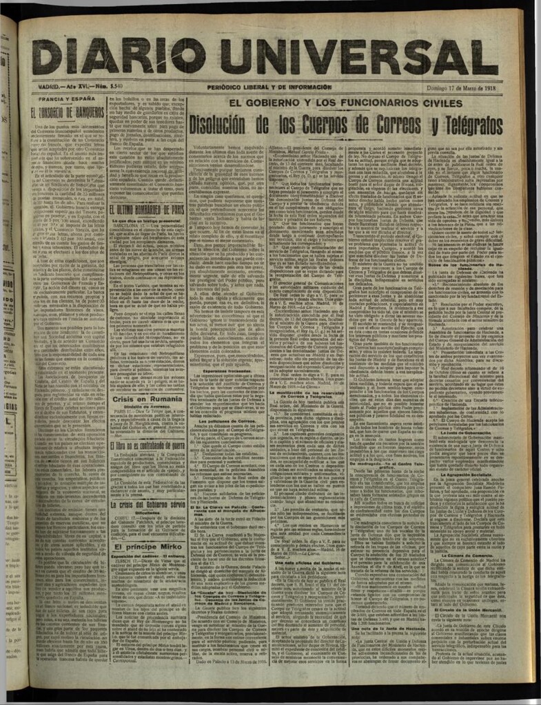 Miniatura de Diario Universal del 17 de marzo de 1918