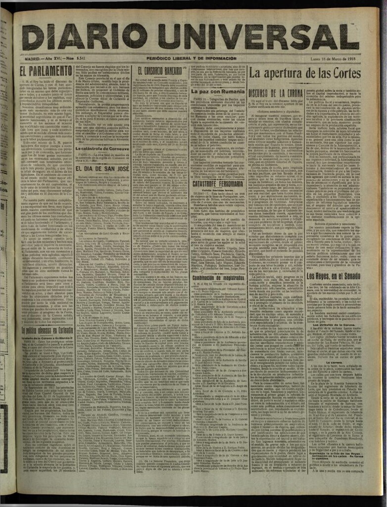 Miniatura de Diario Universal del 18 de marzo de 1918