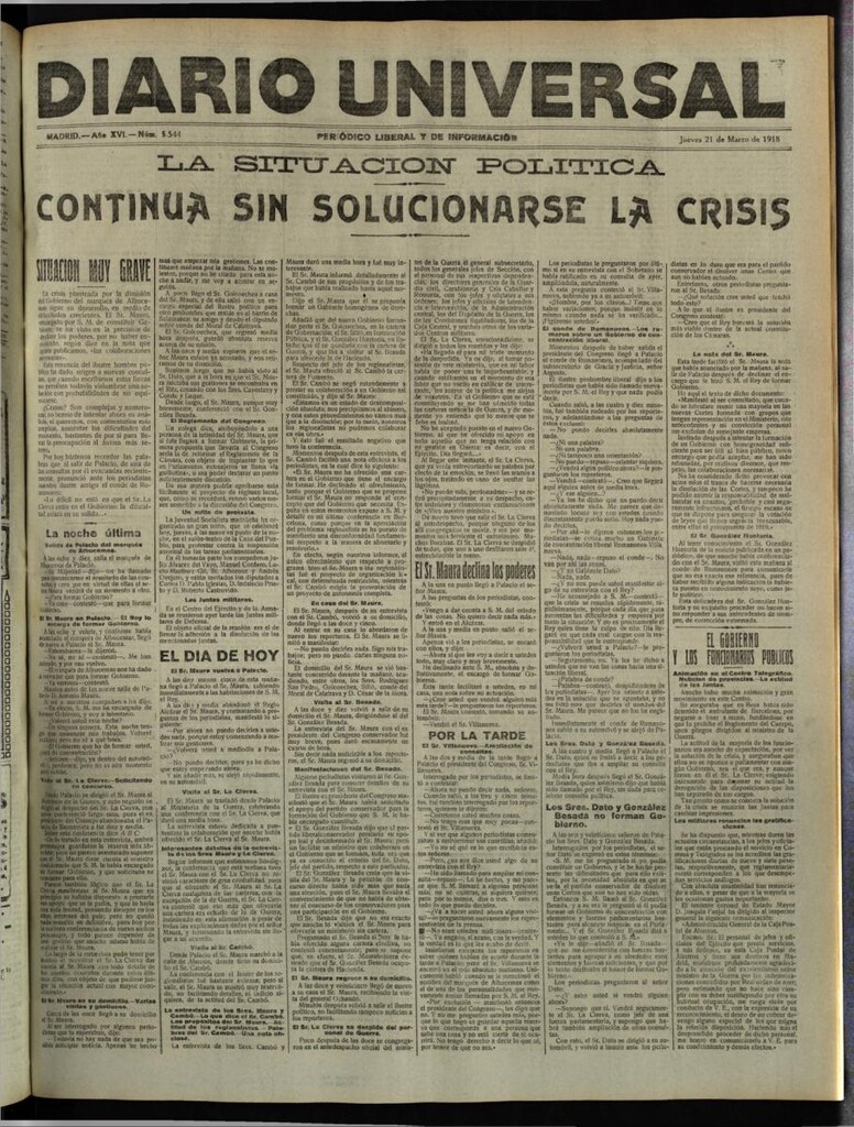 Miniatura de Diario Universal del 21 de marzo de 1918