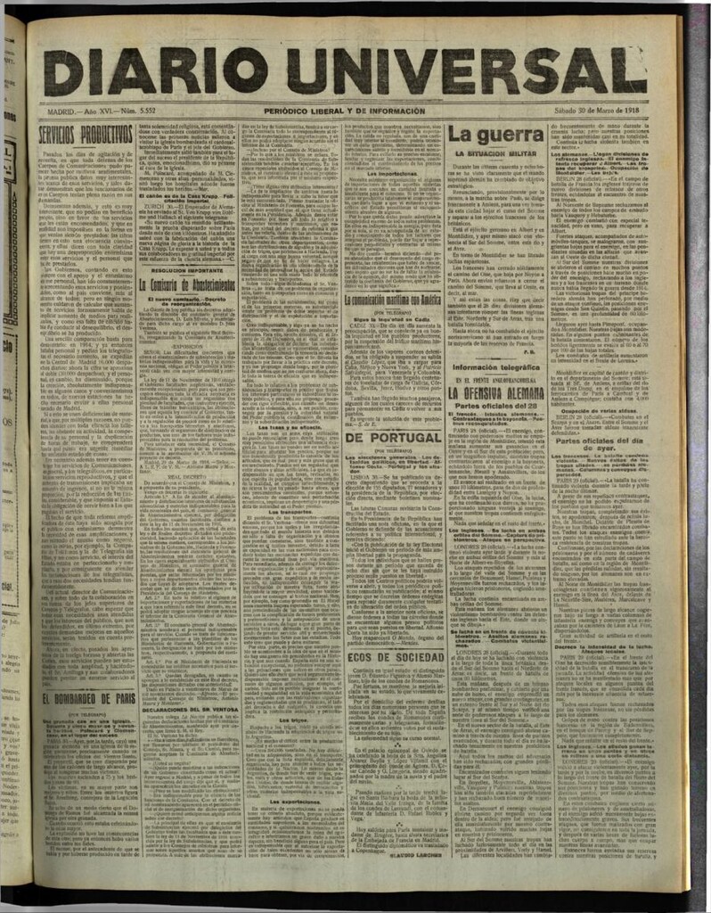 Miniatura de Diario Universal del 30 de marzo de 1918