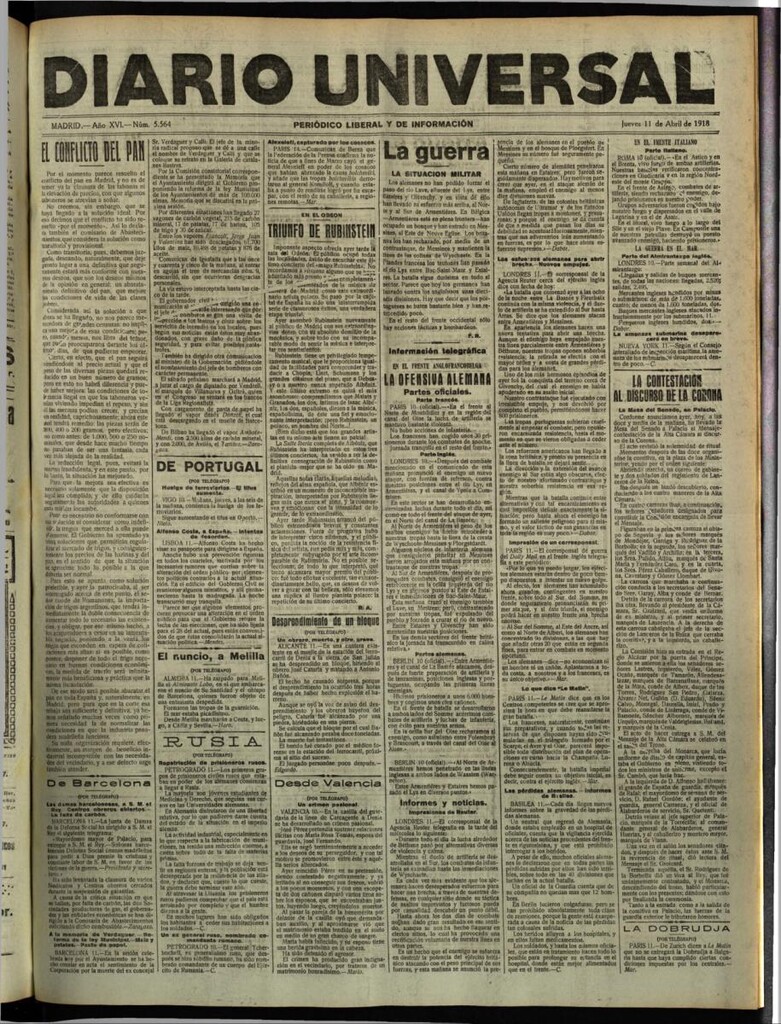 Miniatura de Diario Universal del 11 de abril de 1918