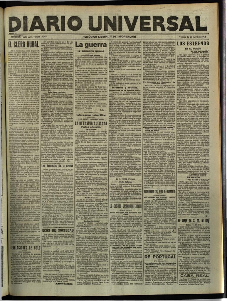 Miniatura de Diario Universal del 12 de abril de 1918
