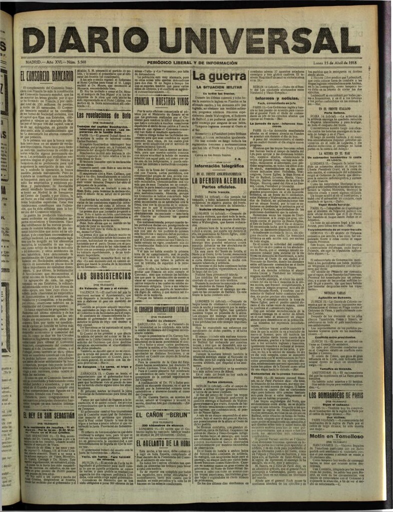 Miniatura de Diario Universal del 15 de abril de 1918