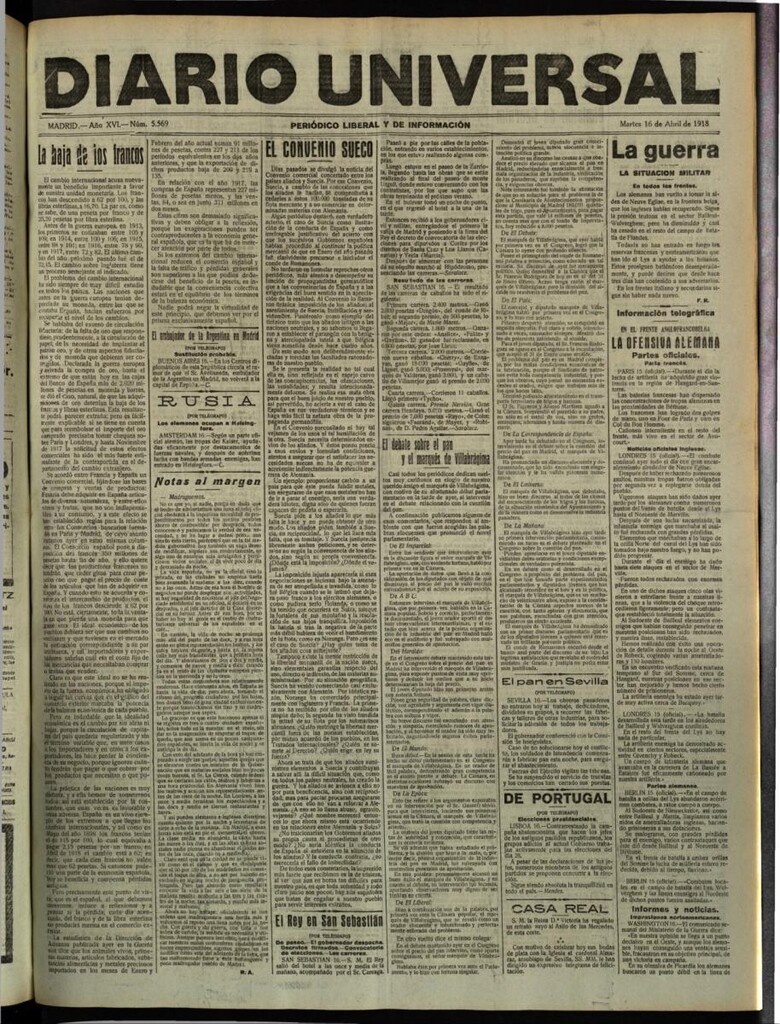 Miniatura de Diario Universal del 16 de abril de 1918