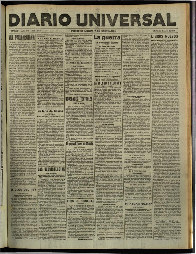 Miniatura de Diario Universal del 23 de abril de 1918