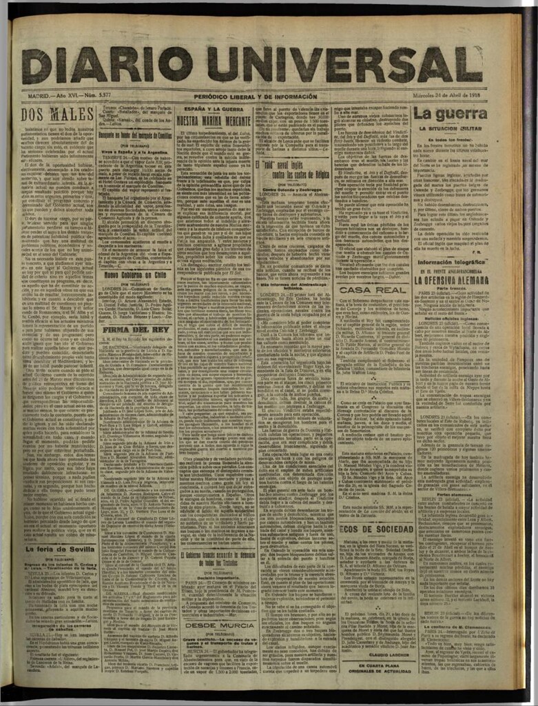 Miniatura de Diario Universal del 24 de abril de 1918