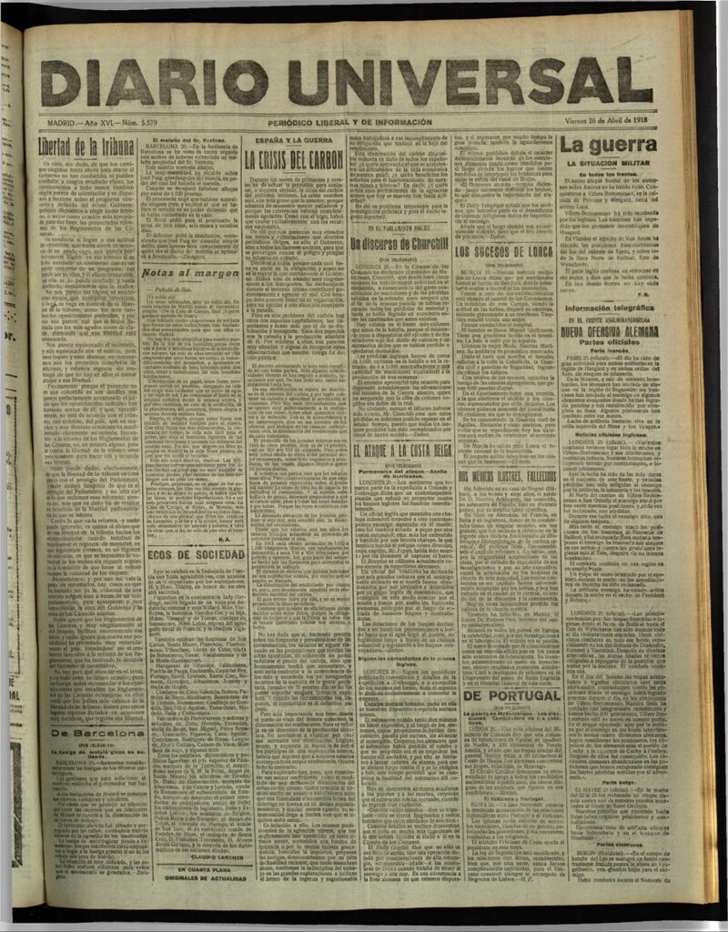 Miniatura de Diario Universal del 26 de abril de 1918