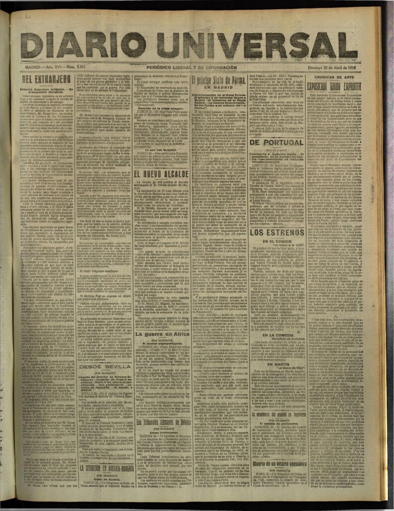 Miniatura de Diario Universal del 28 de abril de 1918