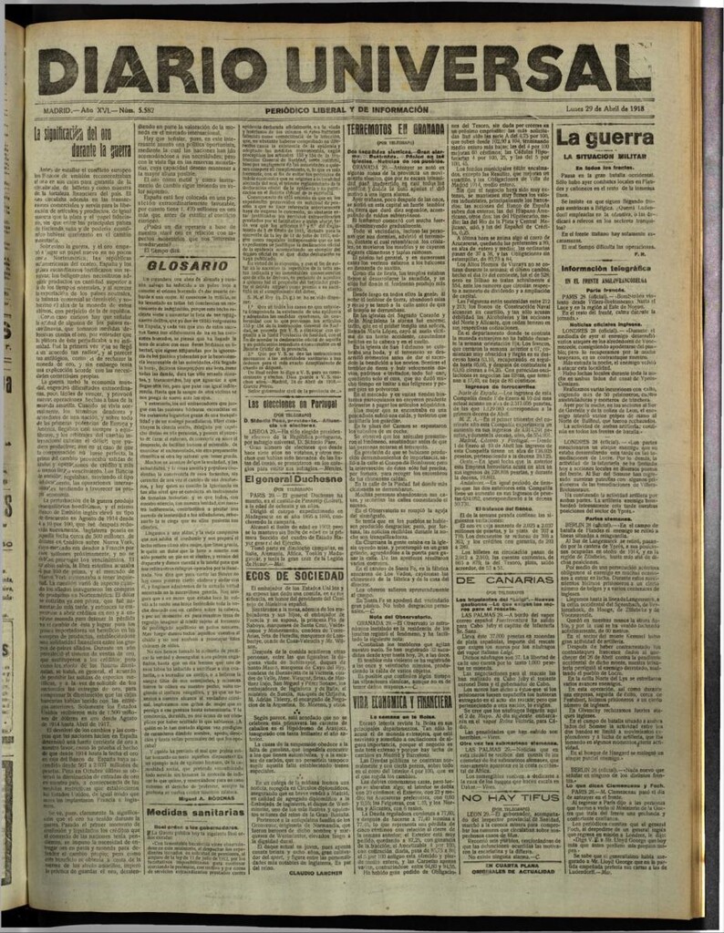 Miniatura de Diario Universal del 29 de abril de 1918