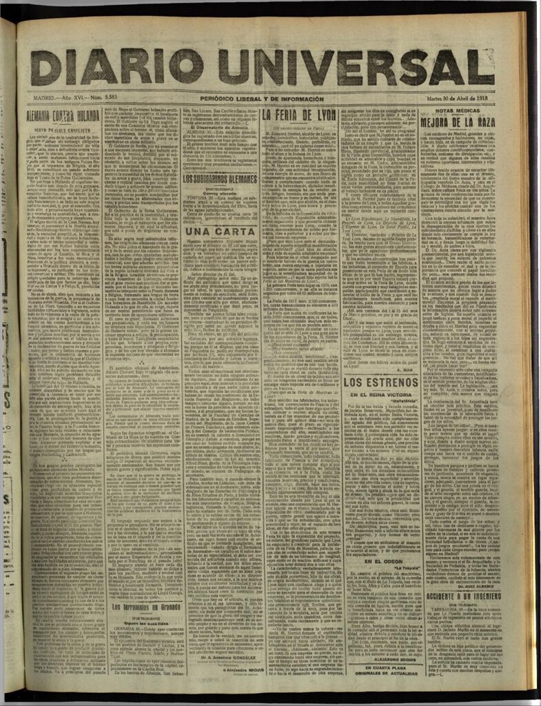 Miniatura de Diario Universal del 30 de abril de 1918