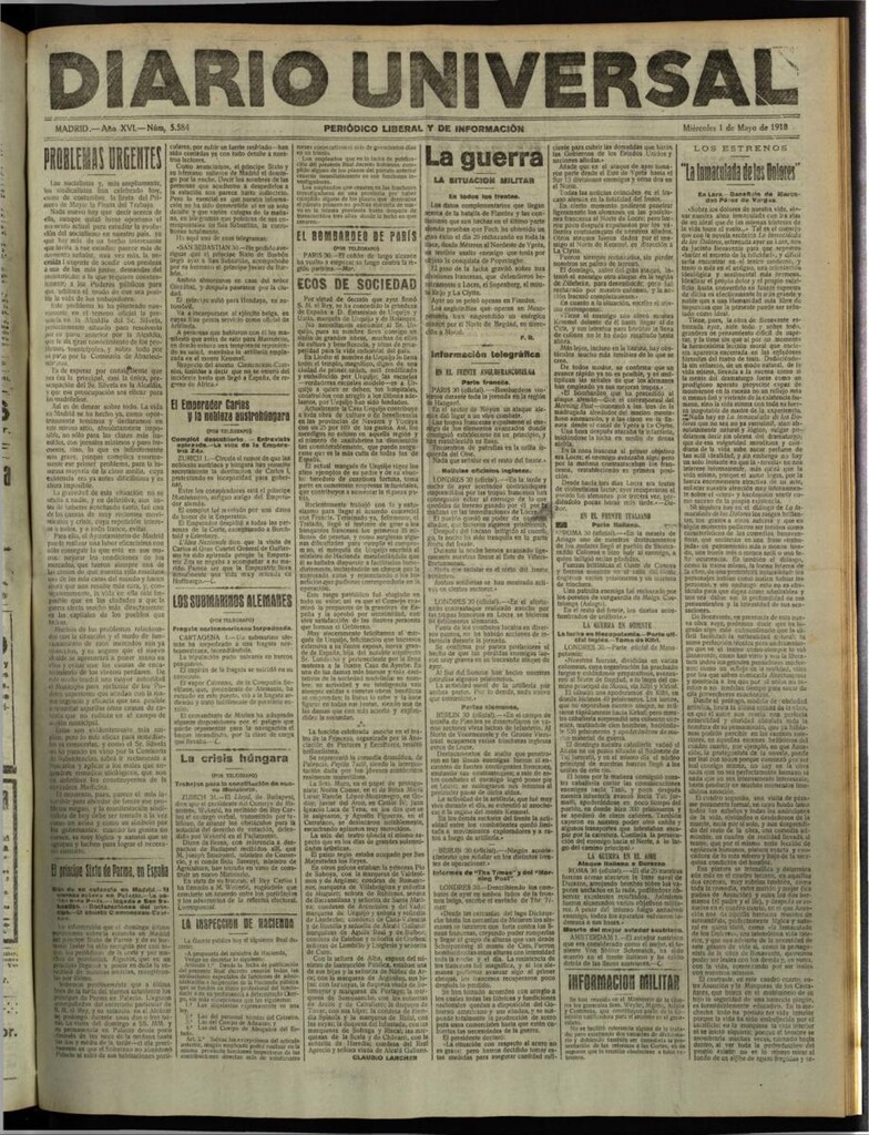 Miniatura de Diario Universal del 1 de mayo de 1918