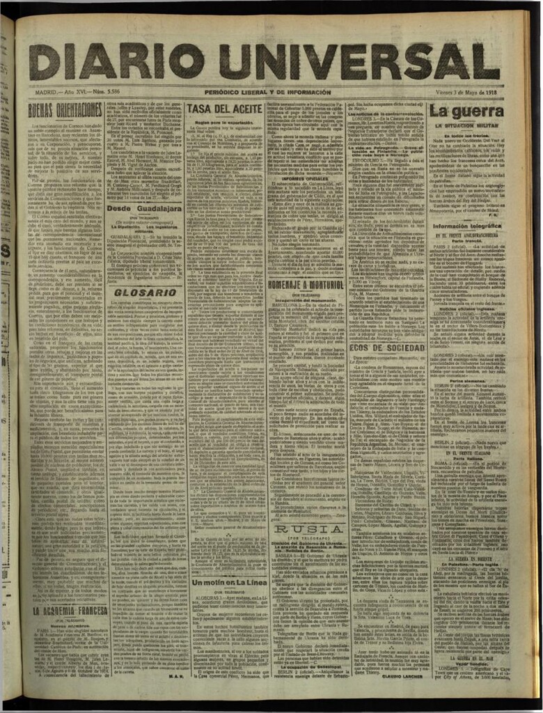Miniatura de Diario Universal del 3 de mayo de 1918