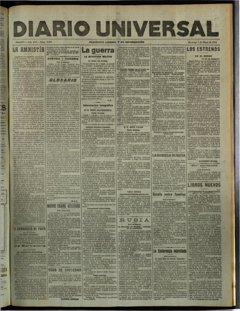 Miniatura de Diario Universal del 5 de mayo de 1918