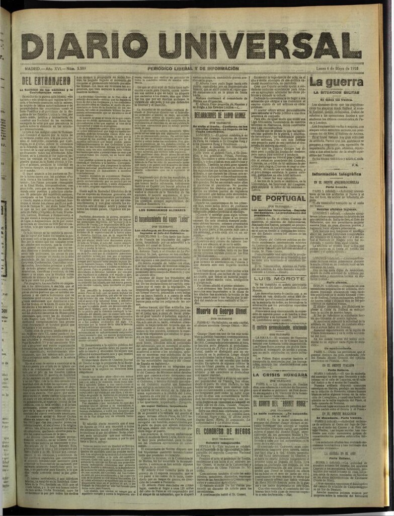 Miniatura de Diario Universal del 6 de mayo de 1918