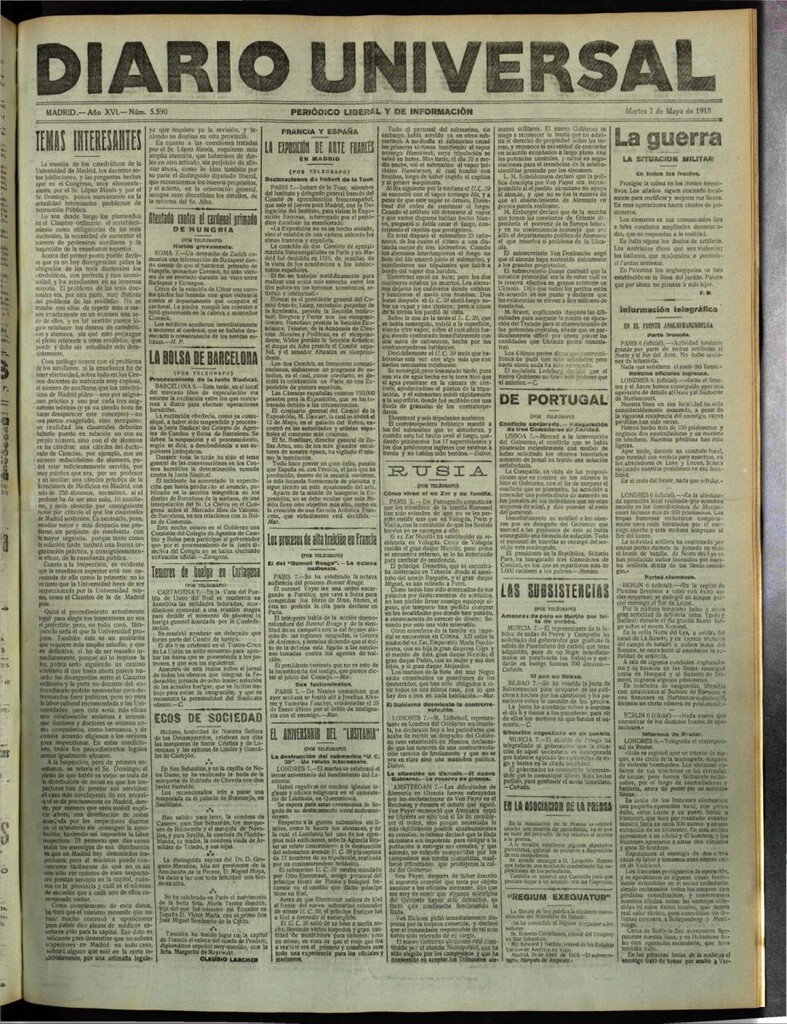 Miniatura de Diario Universal del 7 de mayo de 1918