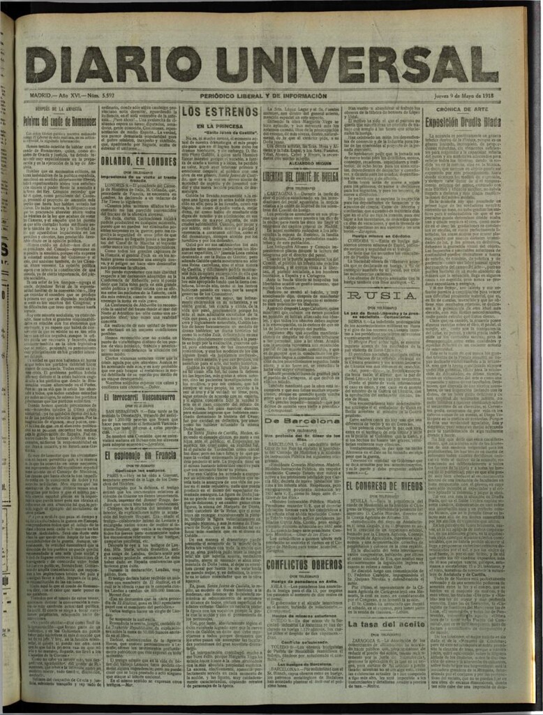 Miniatura de Diario Universal del 9 de mayo de 1918