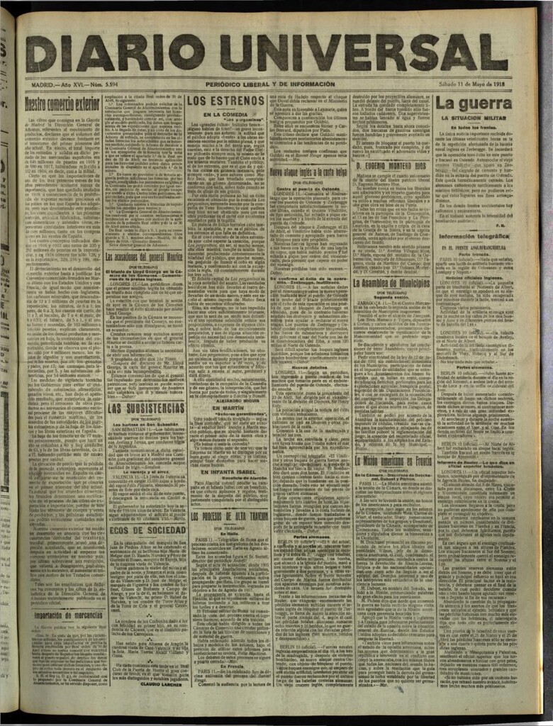 Miniatura de Diario Universal del 11 de mayo de 1918