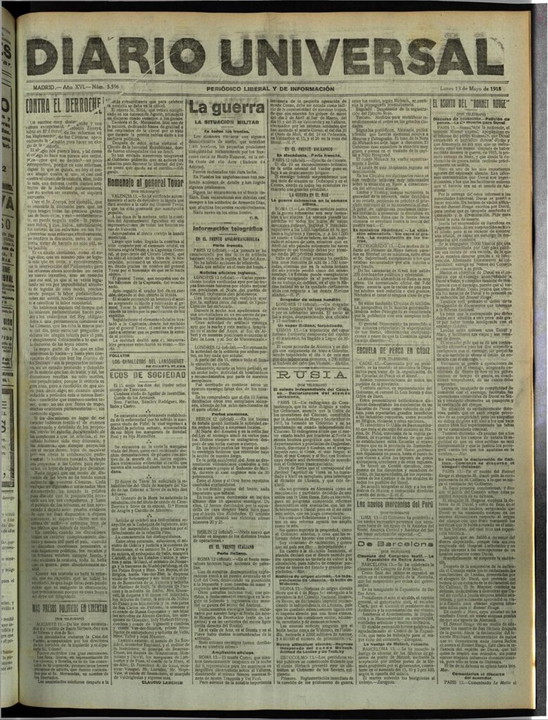 Miniatura de Diario Universal del 13 de mayo de 1918