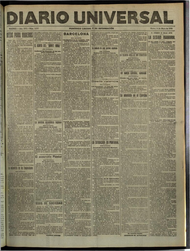 Miniatura de Diario Universal del 14 de mayo de 1918