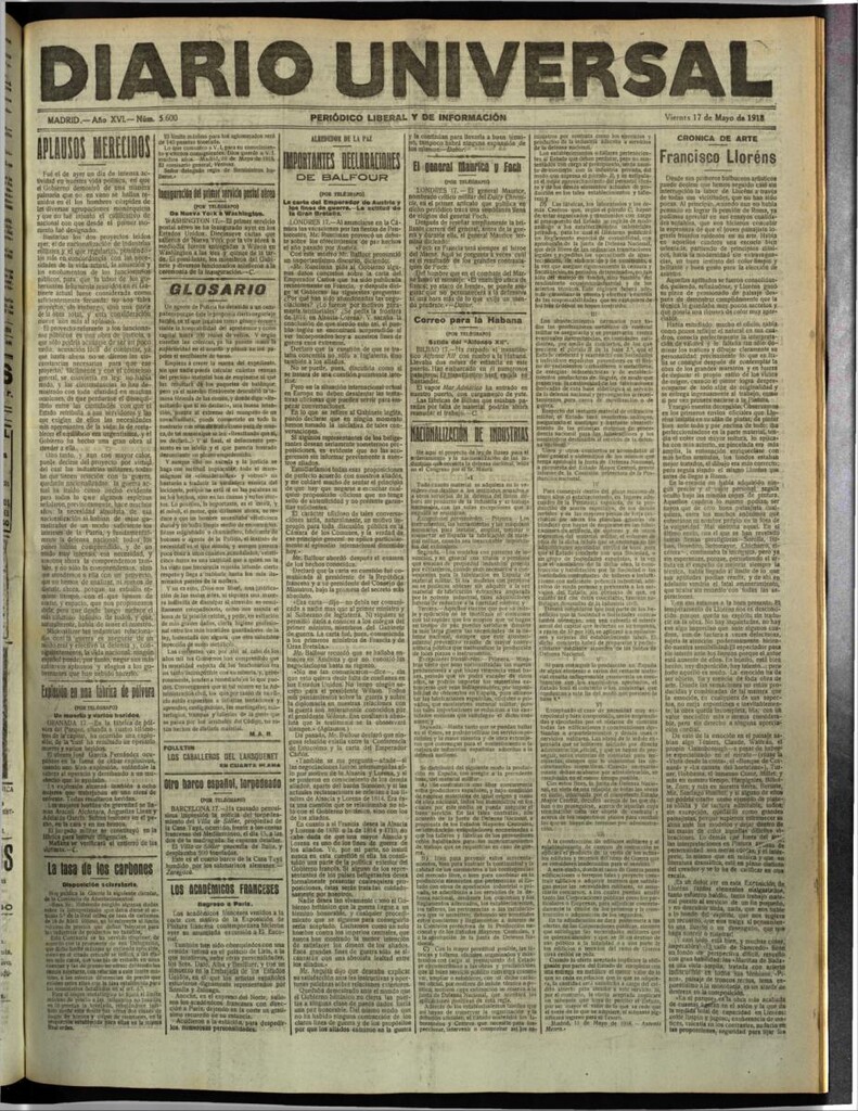 Miniatura de Diario Universal del 17 de mayo de 1918