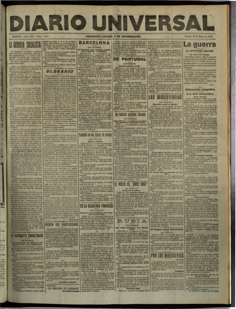 Miniatura de Diario Universal del 18 de mayo de 1918