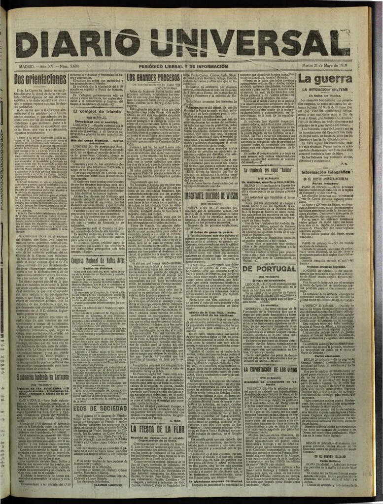 Miniatura de Diario Universal del 21 de mayo de 1918