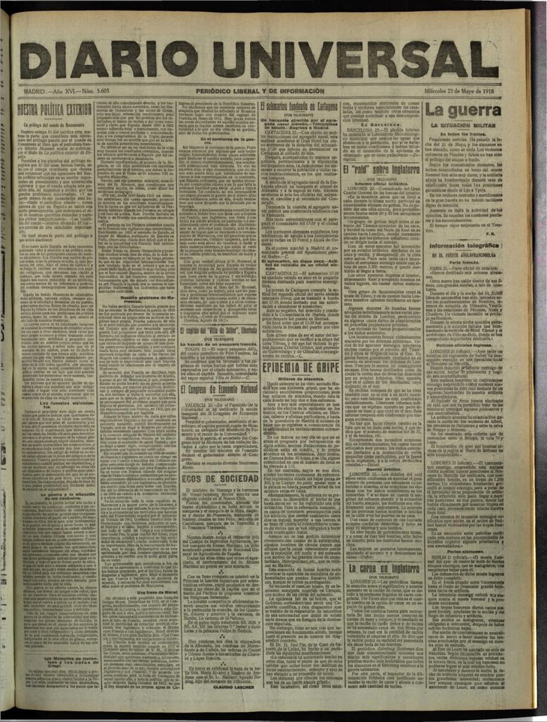 Miniatura de Diario Universal del 22 de mayo de 1918