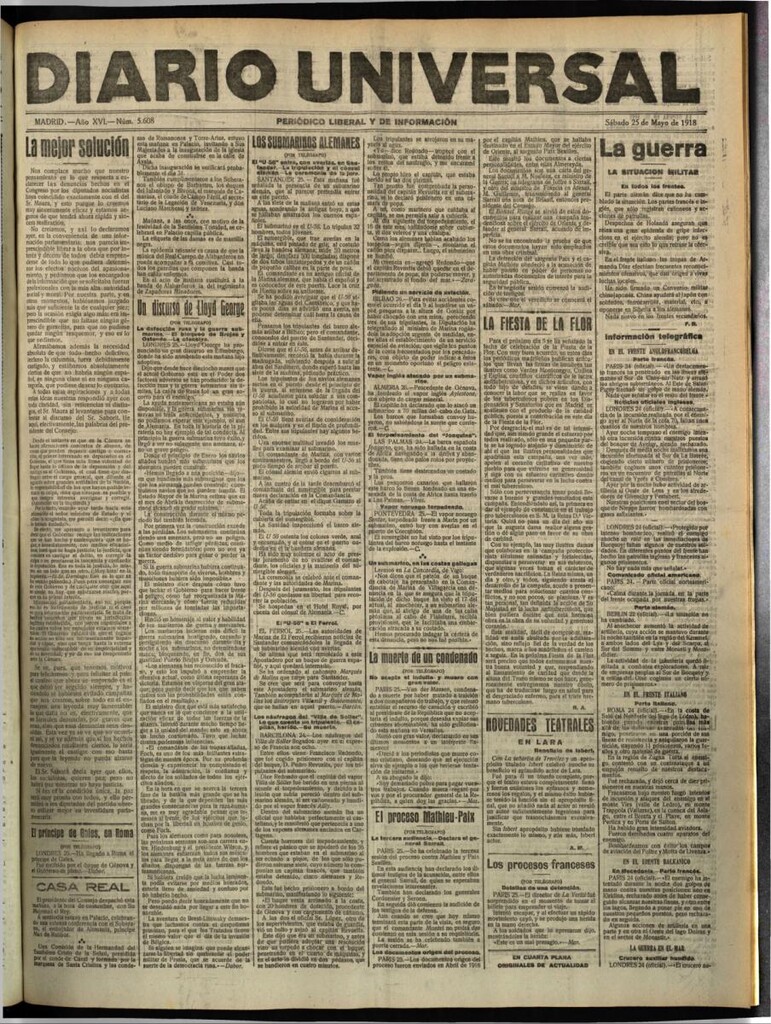 Miniatura de Diario Universal del 25 de mayo de 1918