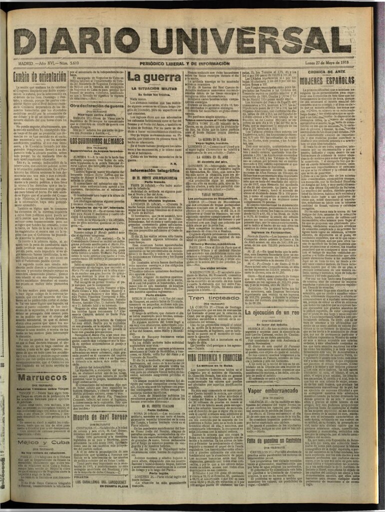 Miniatura de Diario Universal del 27 de mayo de 1918