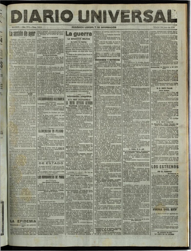Miniatura de Diario Universal del 1 de junio de 1918