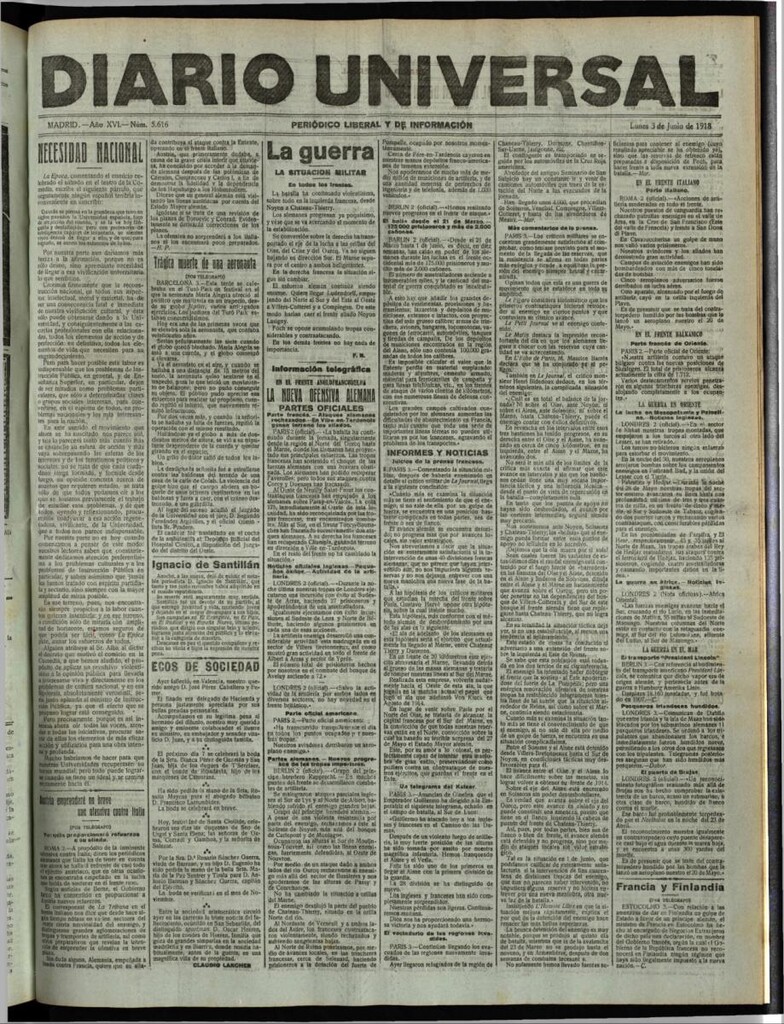 Miniatura de Diario Universal del 3 de junio de 1918