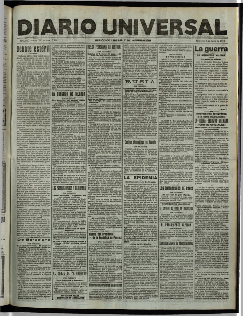 Miniatura de Diario Universal del 5 de junio de 1918