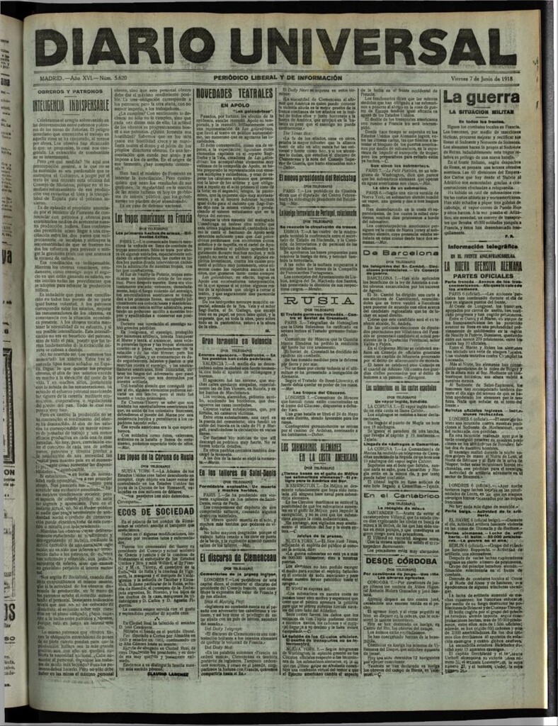 Miniatura de Diario Universal del 7 de junio de 1918