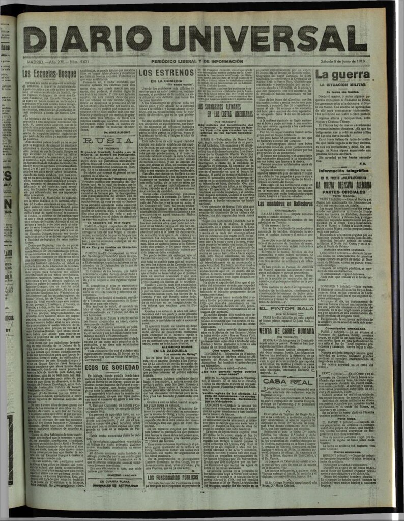 Miniatura de Diario Universal del 8 de junio de 1918