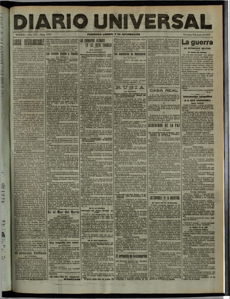 Miniatura de Diario Universal del 9 de junio de 1918