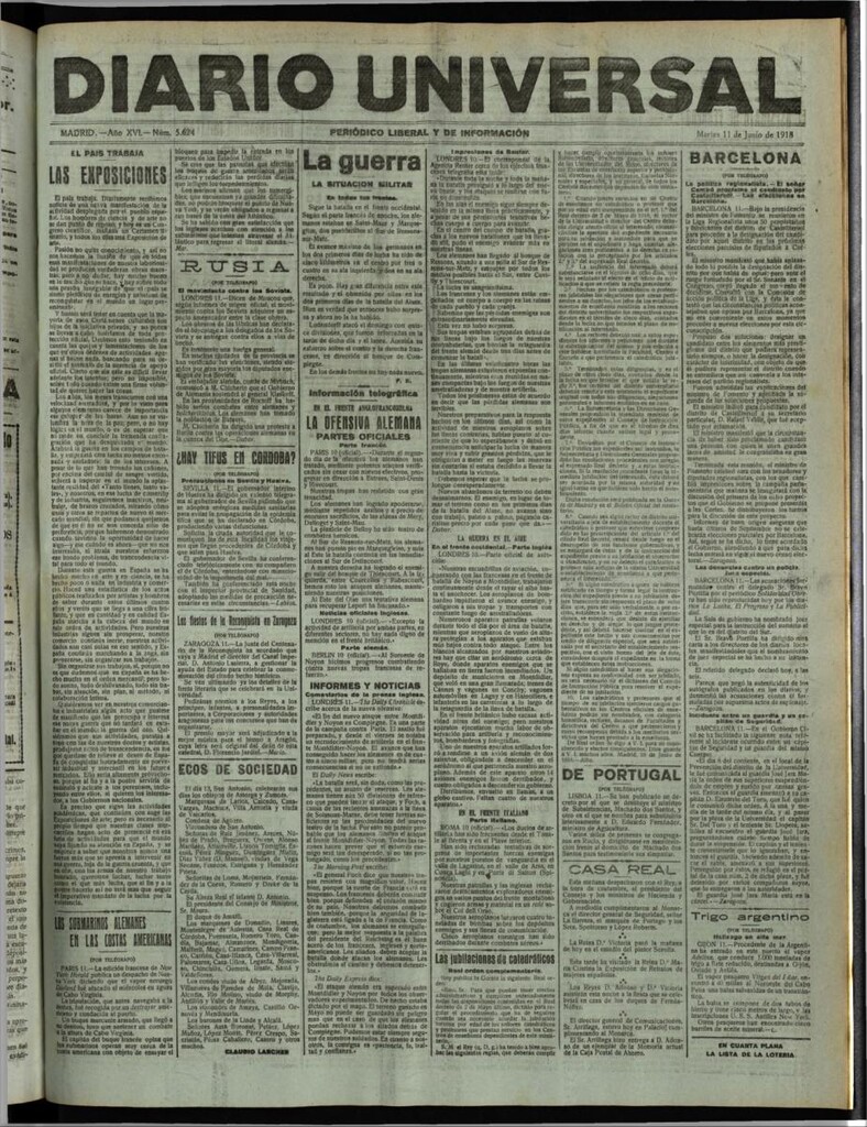 Miniatura de Diario Universal del 11 de junio de 1918