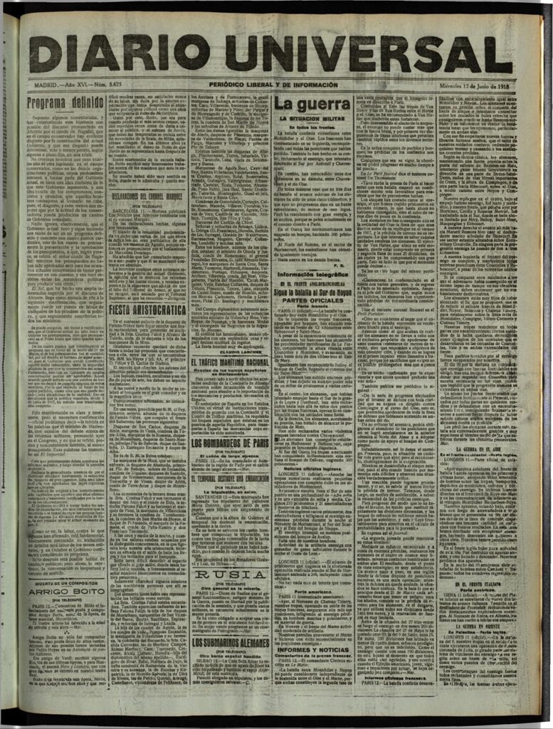 Miniatura de Diario Universal del 12 de junio de 1918
