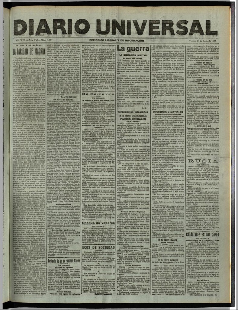 Miniatura de Diario Universal del 14 de junio de 1918