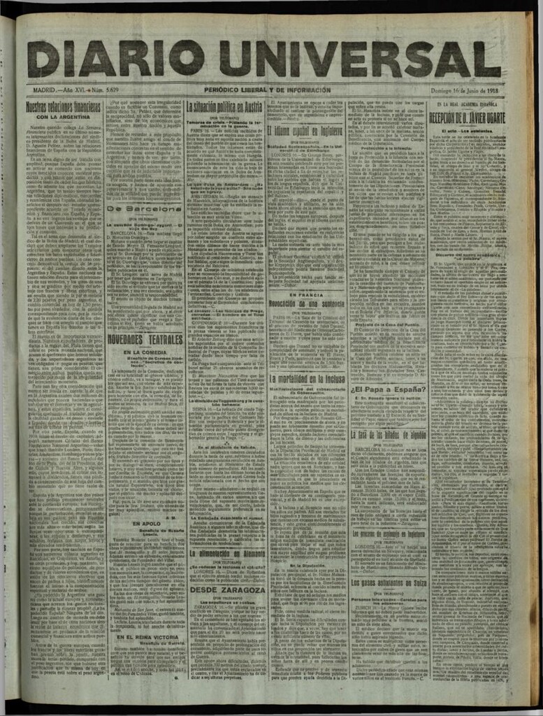 Miniatura de Diario Universal del 16 de junio de 1918