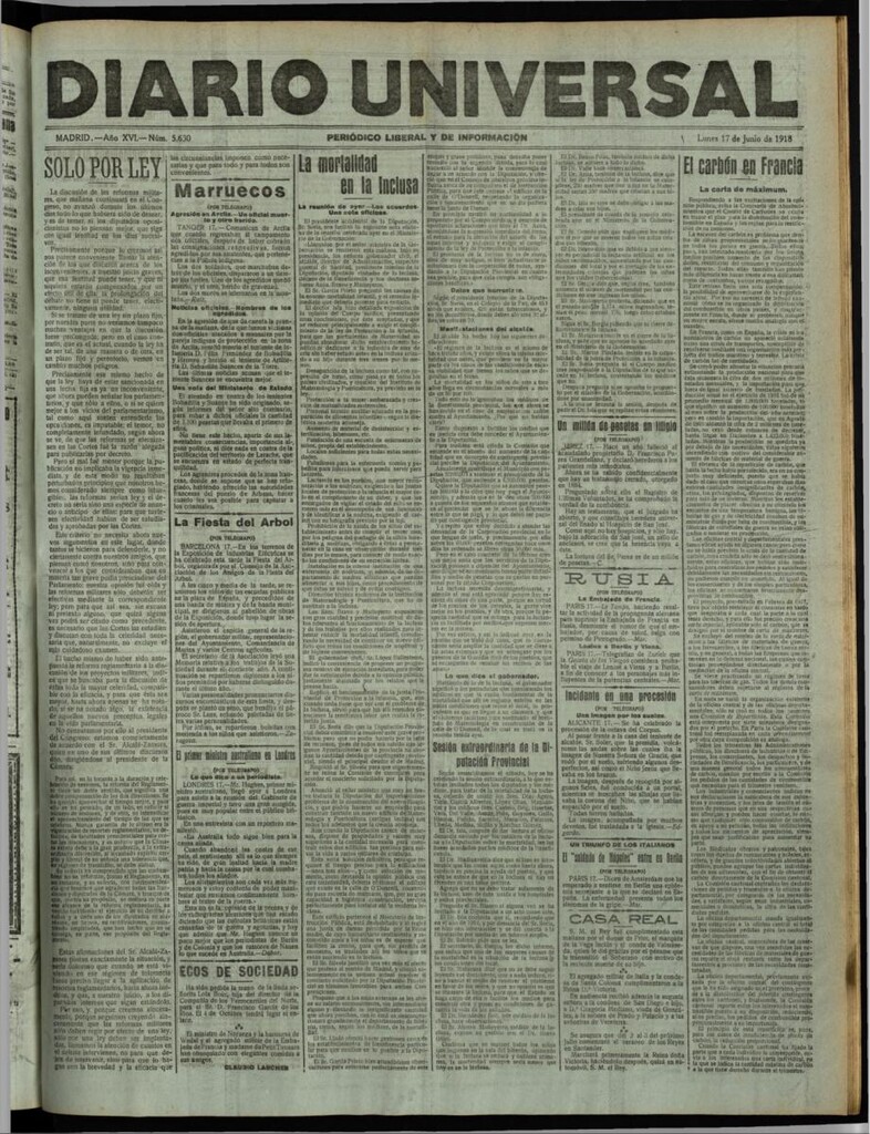 Miniatura de Diario Universal del 17 de junio de 1918
