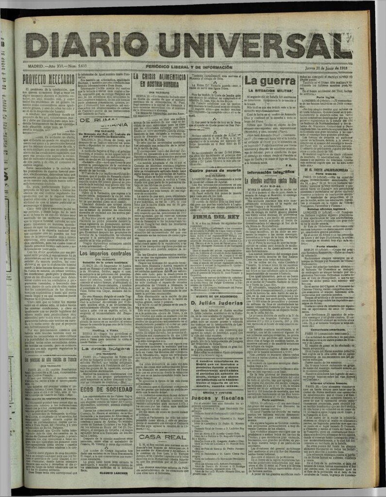Miniatura de Diario Universal del 20 de junio de 1918