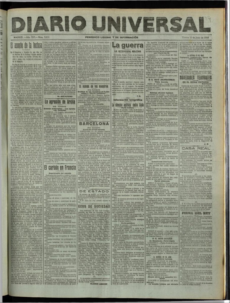 Miniatura de Diario Universal del 21 de junio de 1918