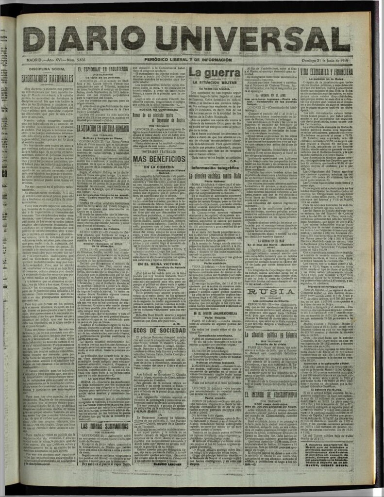 Miniatura de Diario Universal del 23 de junio de 1918