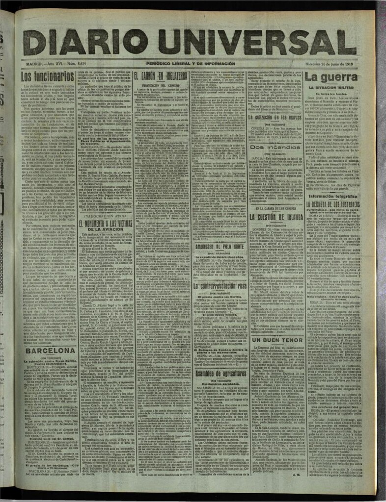 Miniatura de Diario Universal del 26 de junio de 1918